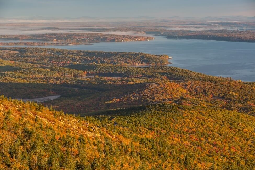 Beautiful fall colors of Acadia National Park in Maine USA