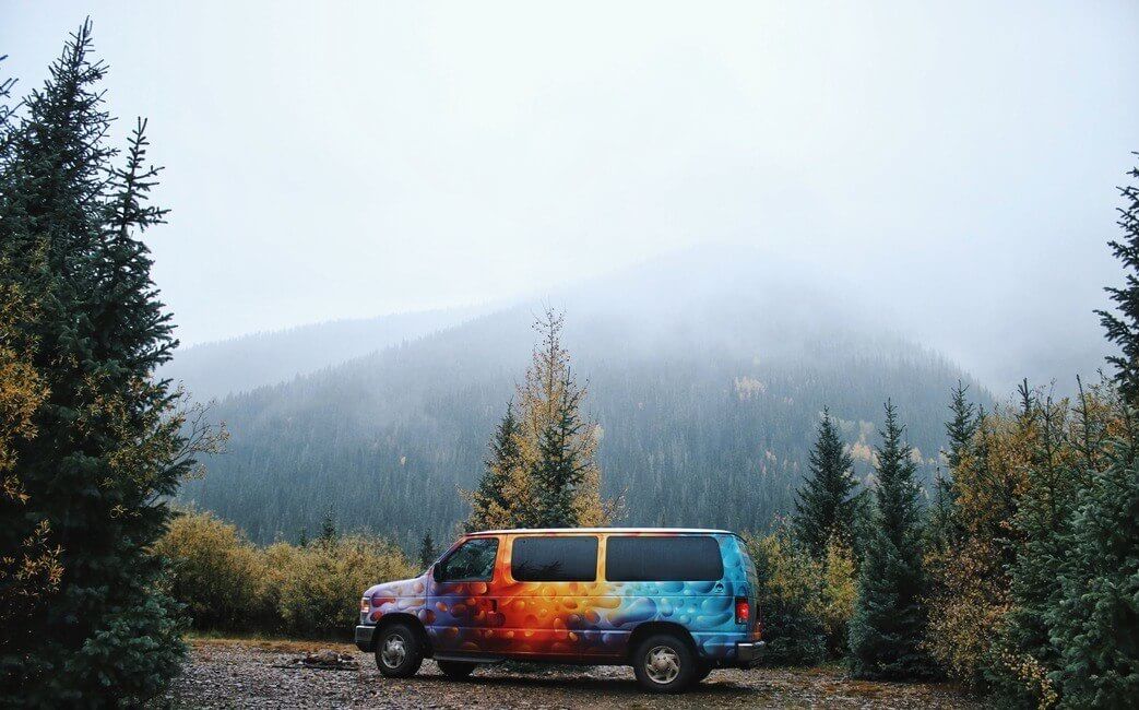 misty campsite escape campervan