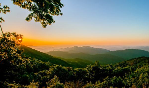 Blue Ridge Parkway Scenic Landscape Appalachian Mountains Ridges Sunrise Layers over Great Smoky Mountains