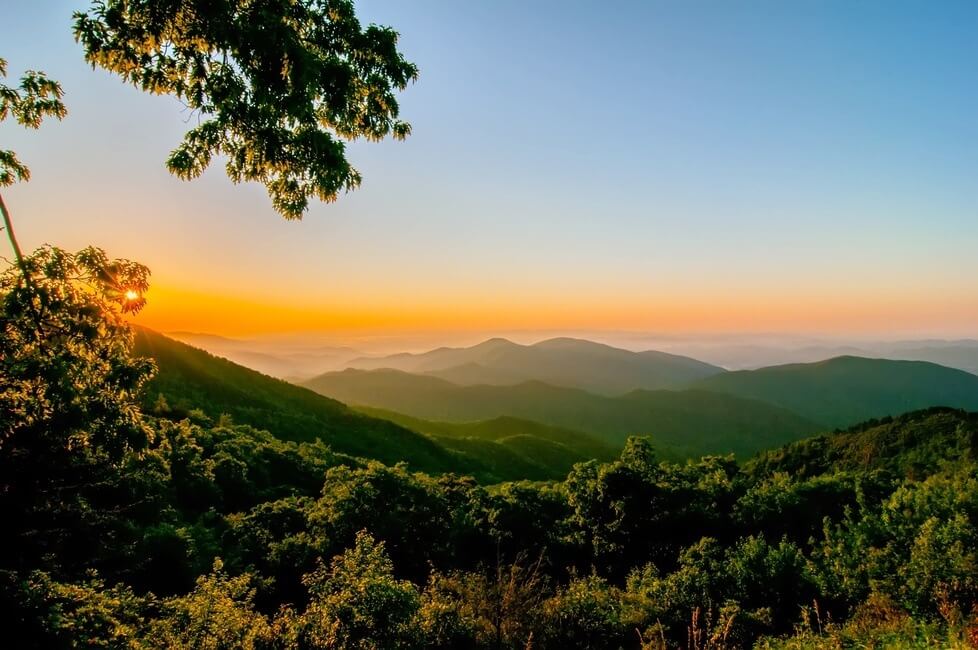 Blue Ridge Parkway Scenic Landscape Appalachian Mountains Ridges Sunrise Layers over Great Smoky Mountains