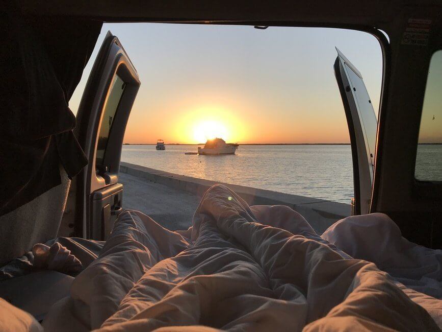 Sunrise from campervan Key West Florida