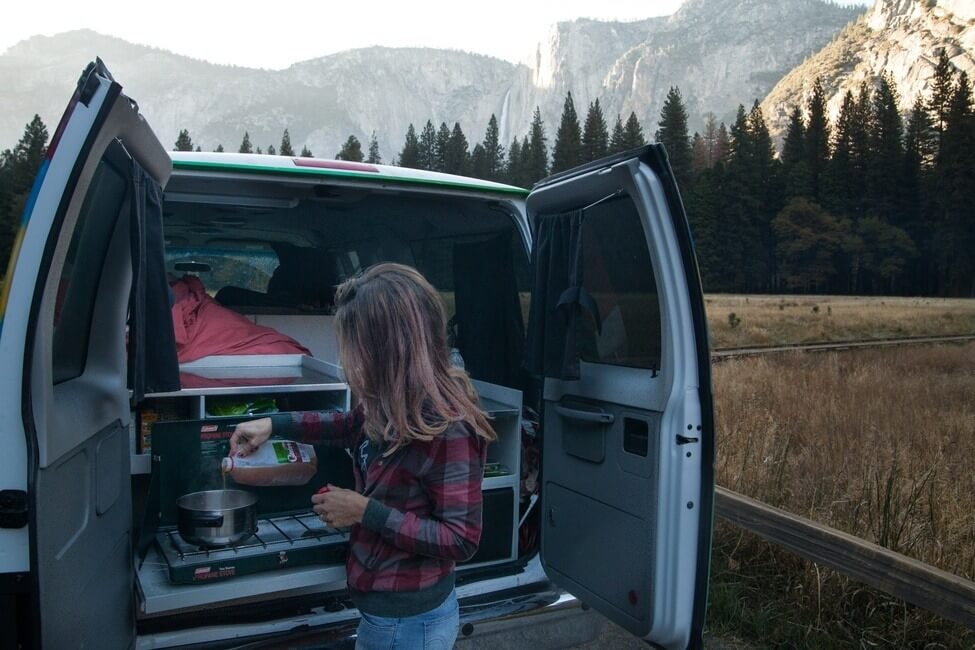 Campervan Kitchen in Yosemite Valley California