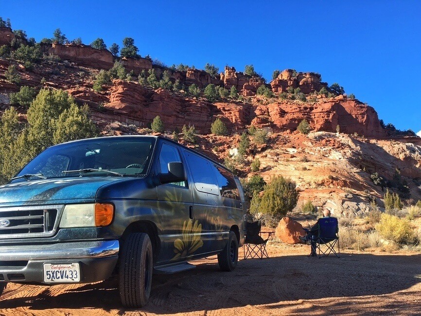 First campervan trip campsite desert