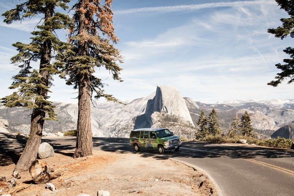 Half Dome Glacier Point road by campervan