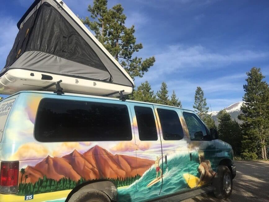 Campervan with rooftop sleeper