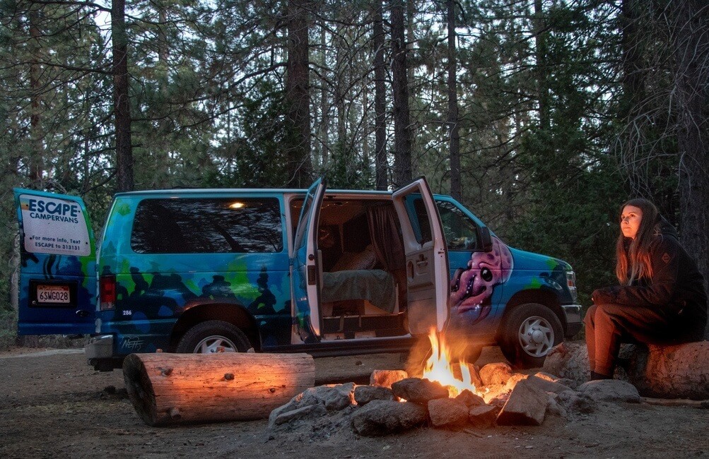 Campfire by the campervan
