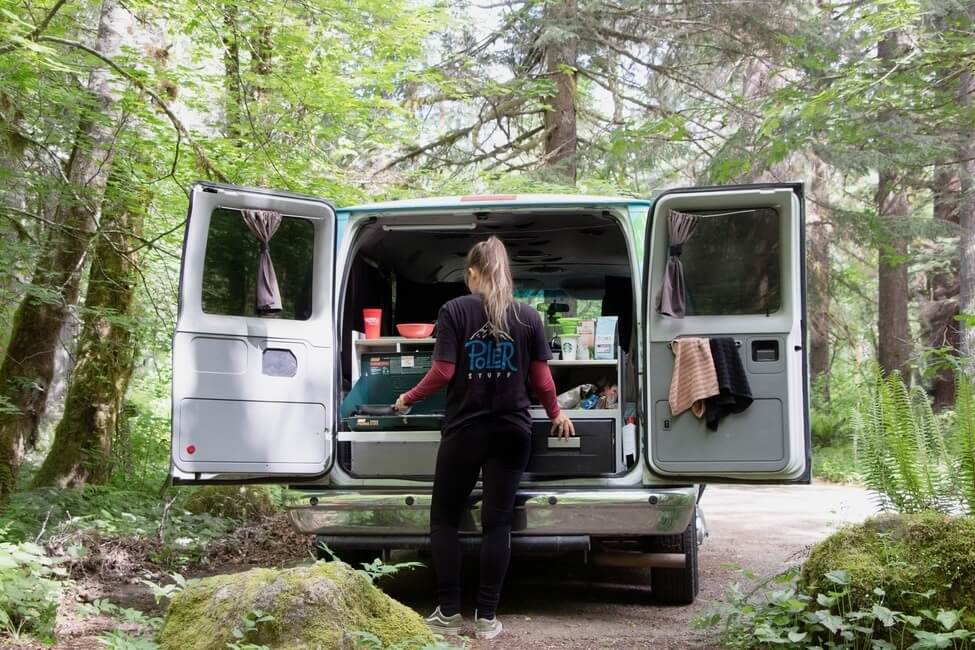 Camping by campervan in Mt Rainier National Park