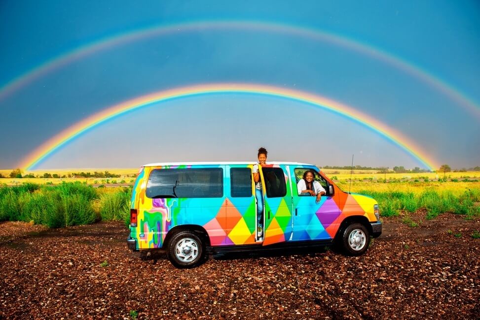 Campervan Artwork Rainbow