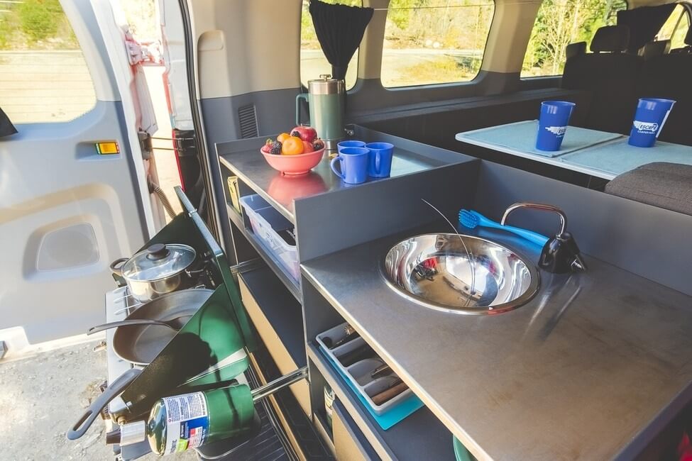 Escape Campervans Big Sur model kitchen sink