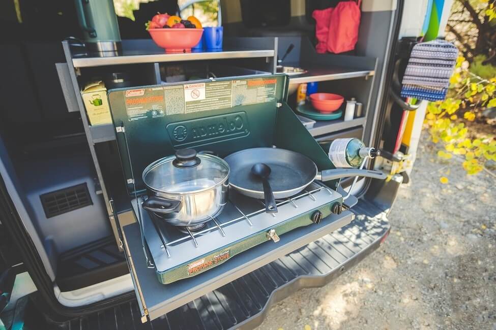 Escape Campervans Big Sur model kitchen stove
