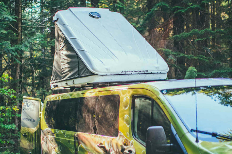 Escape Campervans Big Sur model rooftop tent hardshell sleeper James Baroud