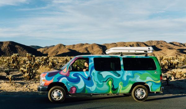 Campervan at Joshua Tree National Park California road trip