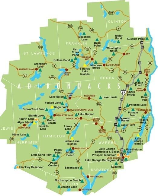 Adirondack Park Camping Map