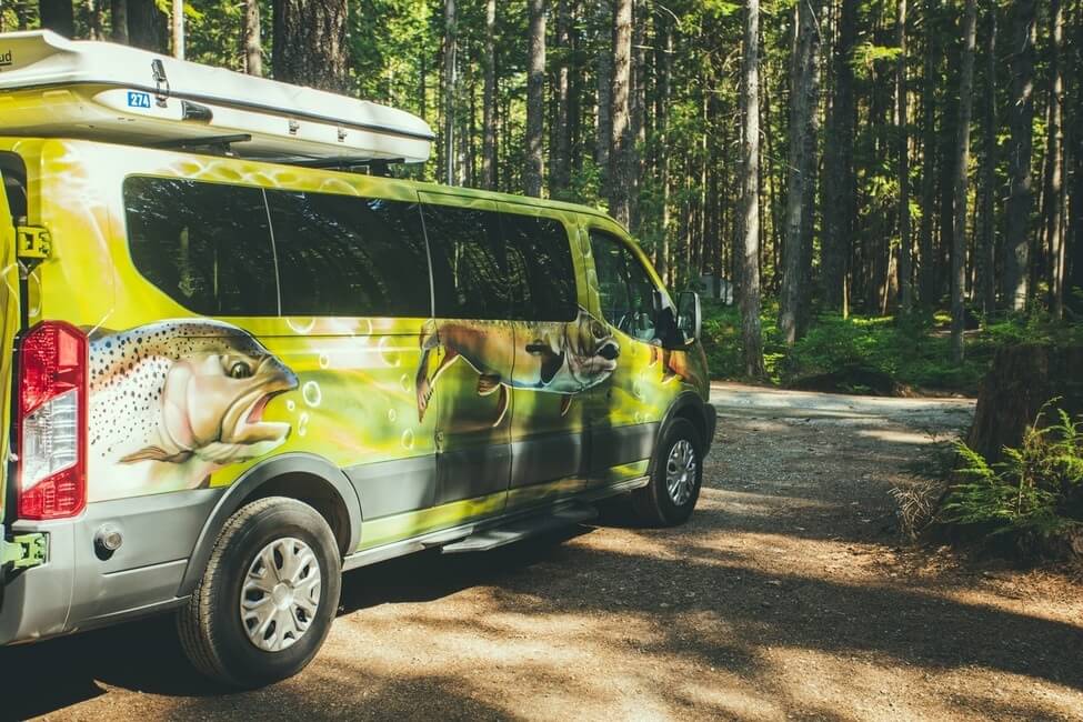 Escape campervan Big Sur in forest