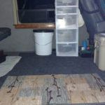Camper van daytime setup and flooring