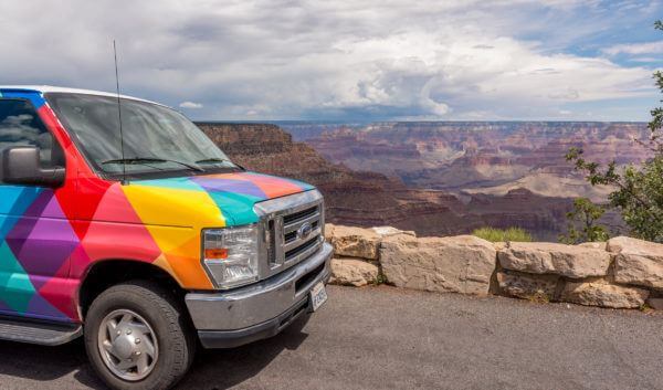 Grand Canyon National Park in Arizona by camper van. The size of the Grand Canyon makes it a great camper van rental destination.