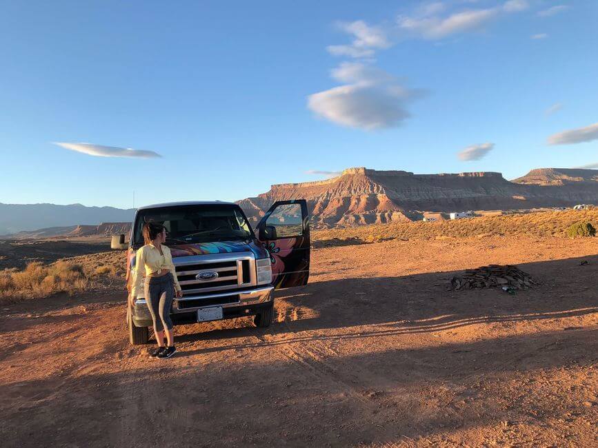 Sister Road Trip Campervan in Desert