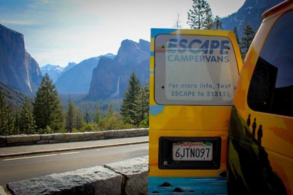 Yosemite Tunnel View Waterfall with Campervan
