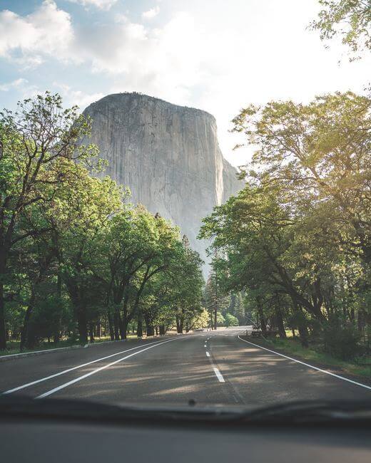 Driving through Yosemite National Park El Capitan