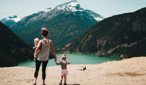 mom with kids at north cascades national park