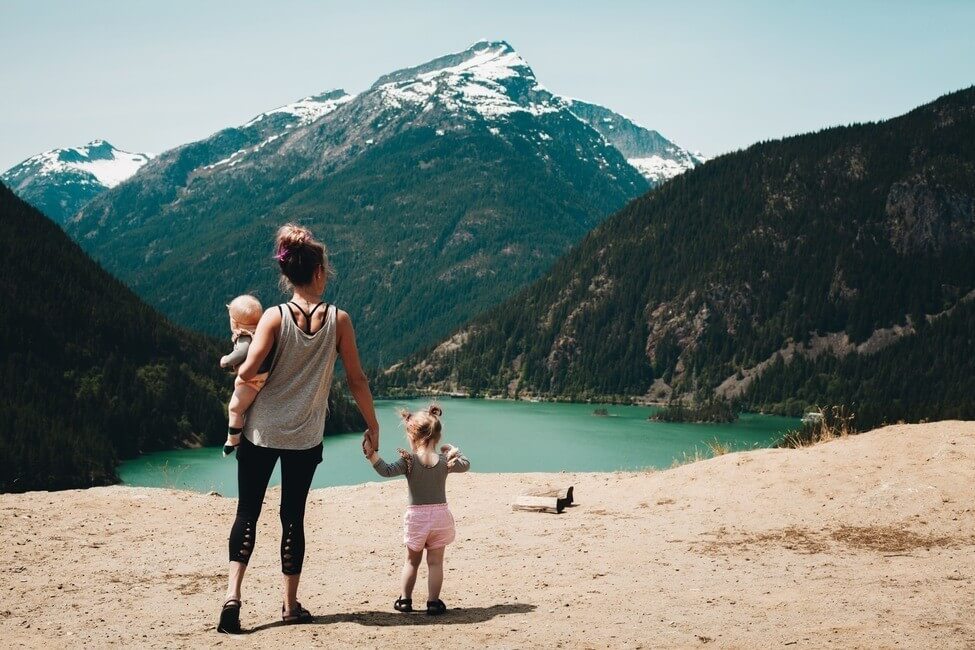 mom with kids at north cascades national park