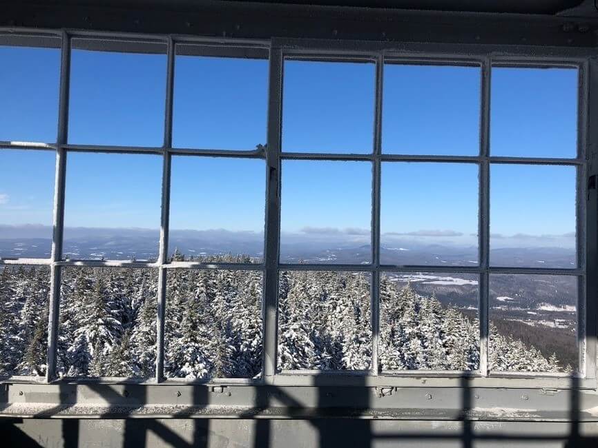 Elmore Mountain Fire Tower Window Winter