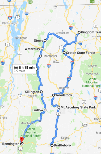 Vermont Road Trip Map