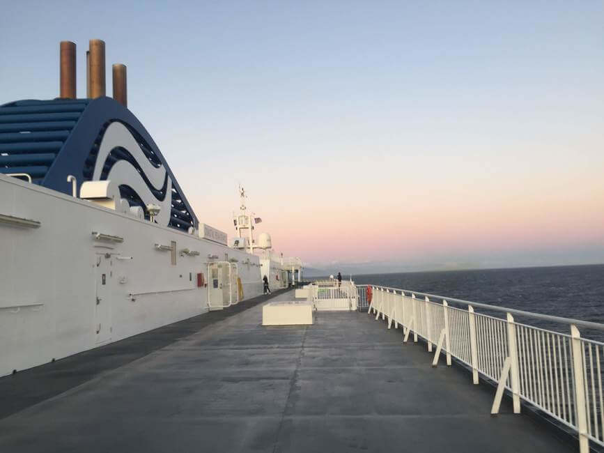 Ferry in British Columbia at sunset