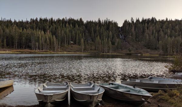 boats at Twin Lakes Campground at Mammoth Lakes