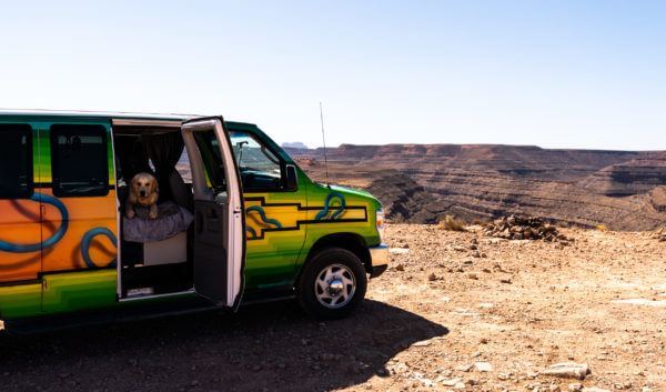 Utah camper van rental in Salt Lake City near Goosenecks State Park.