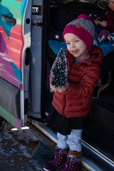 Toddler with Christmas tree