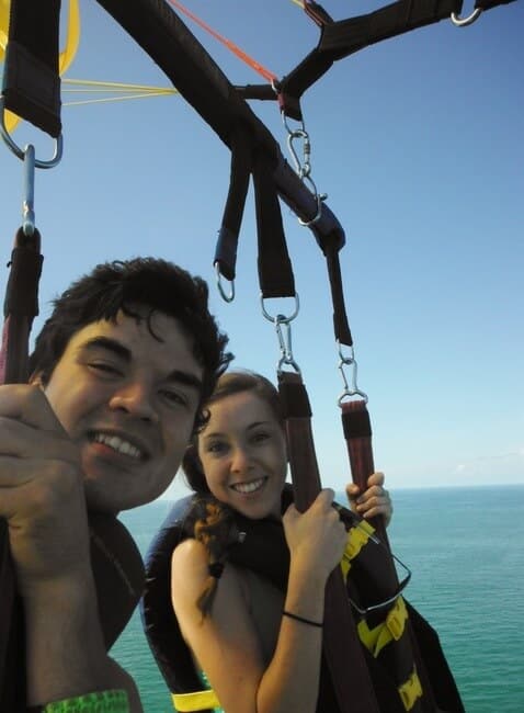 Couple getting ready to parasail in Florida