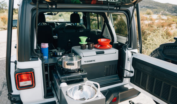 jeep camper interior kitchen view