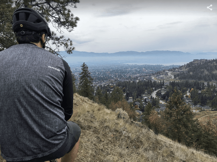 HIker standing on Knox Mountain