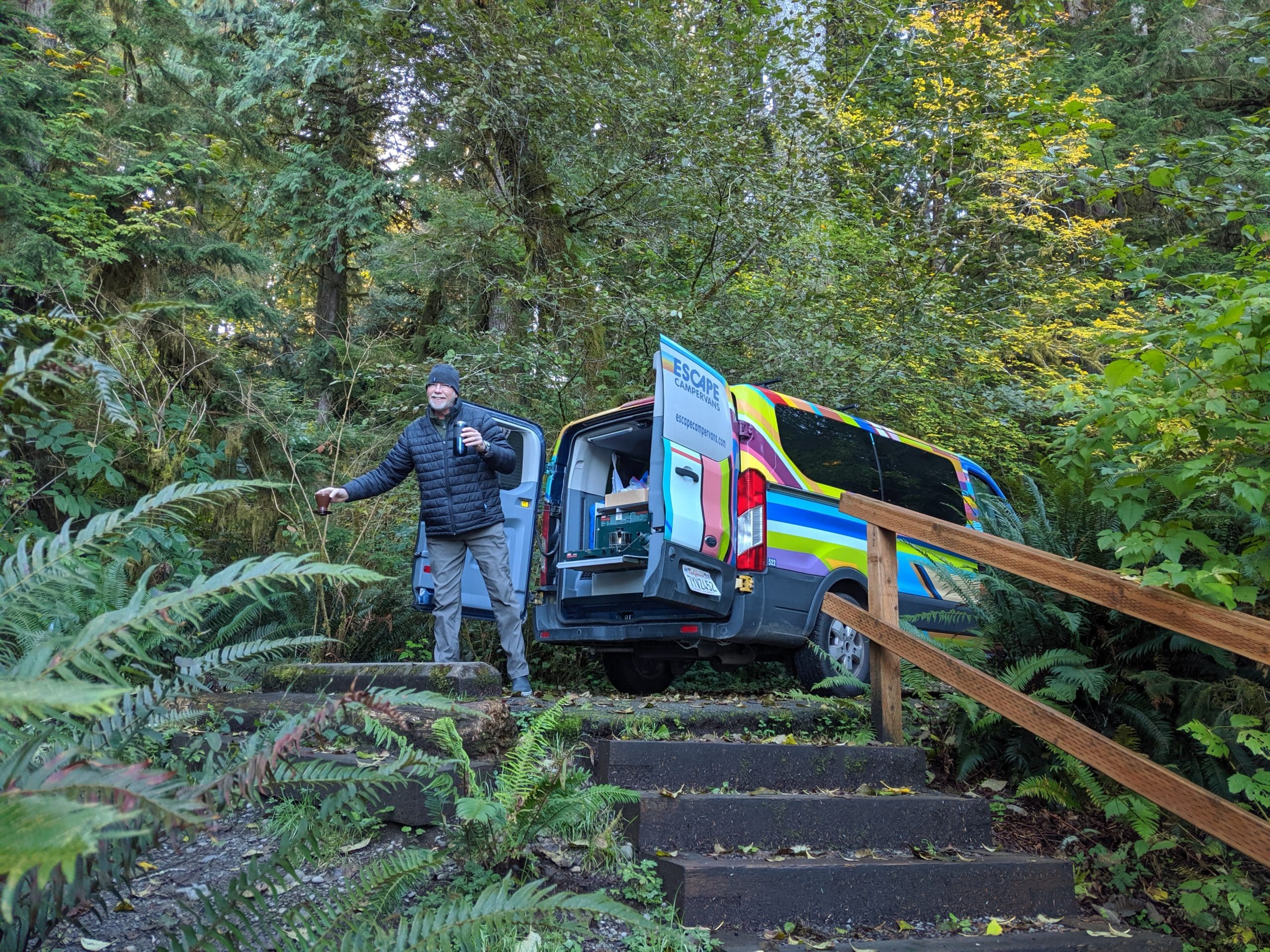 Escape campervan at Quinault lake