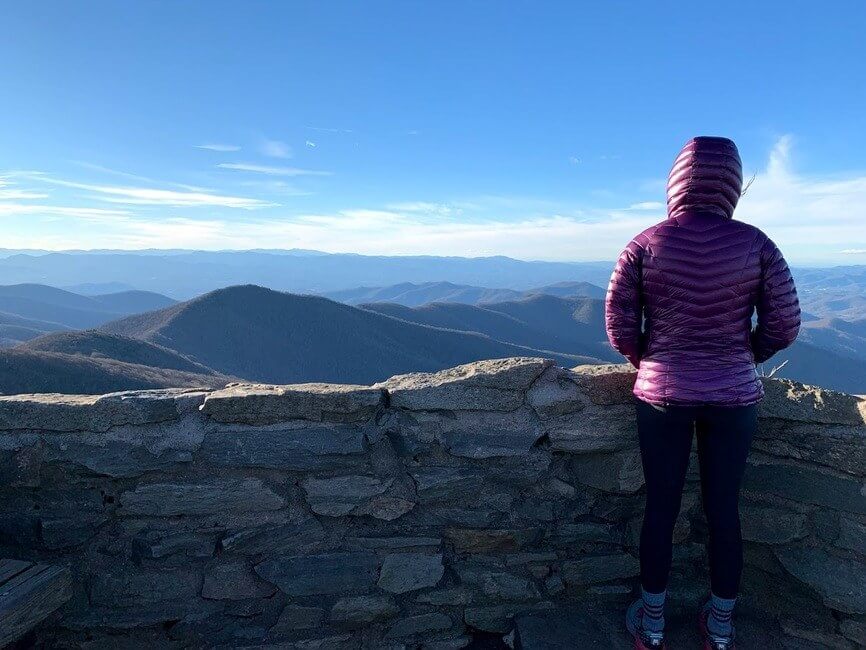 Person standing at  the Blue ridge mountains