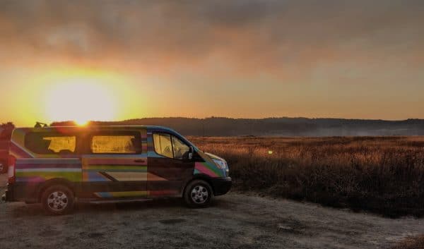 ca campervan sunrise