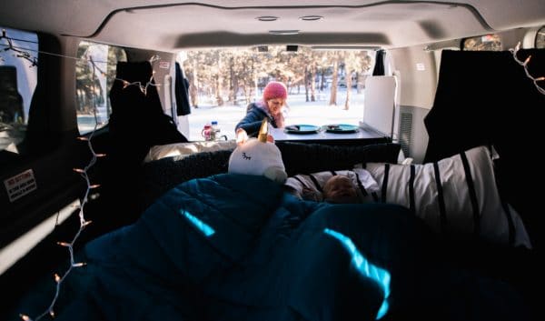 Cooking during a winter road trip