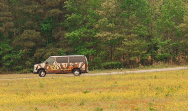 Escape campervan by a field