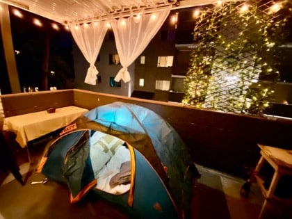 Tent in a backyard