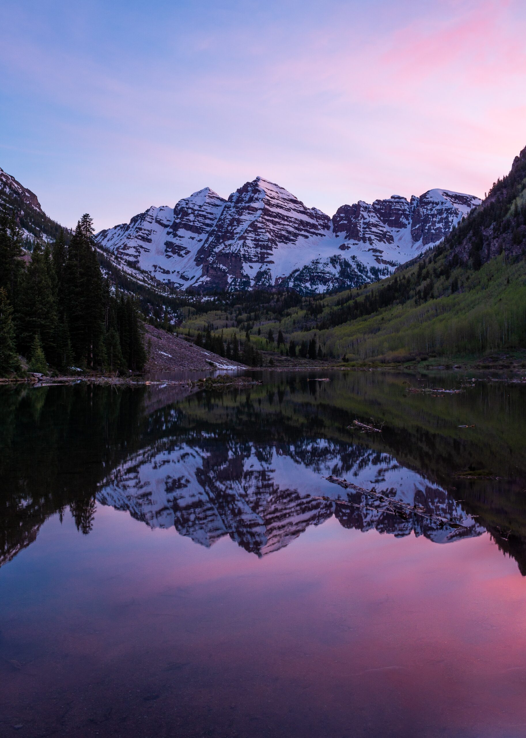Maroon Bells on a road trip with a dog.