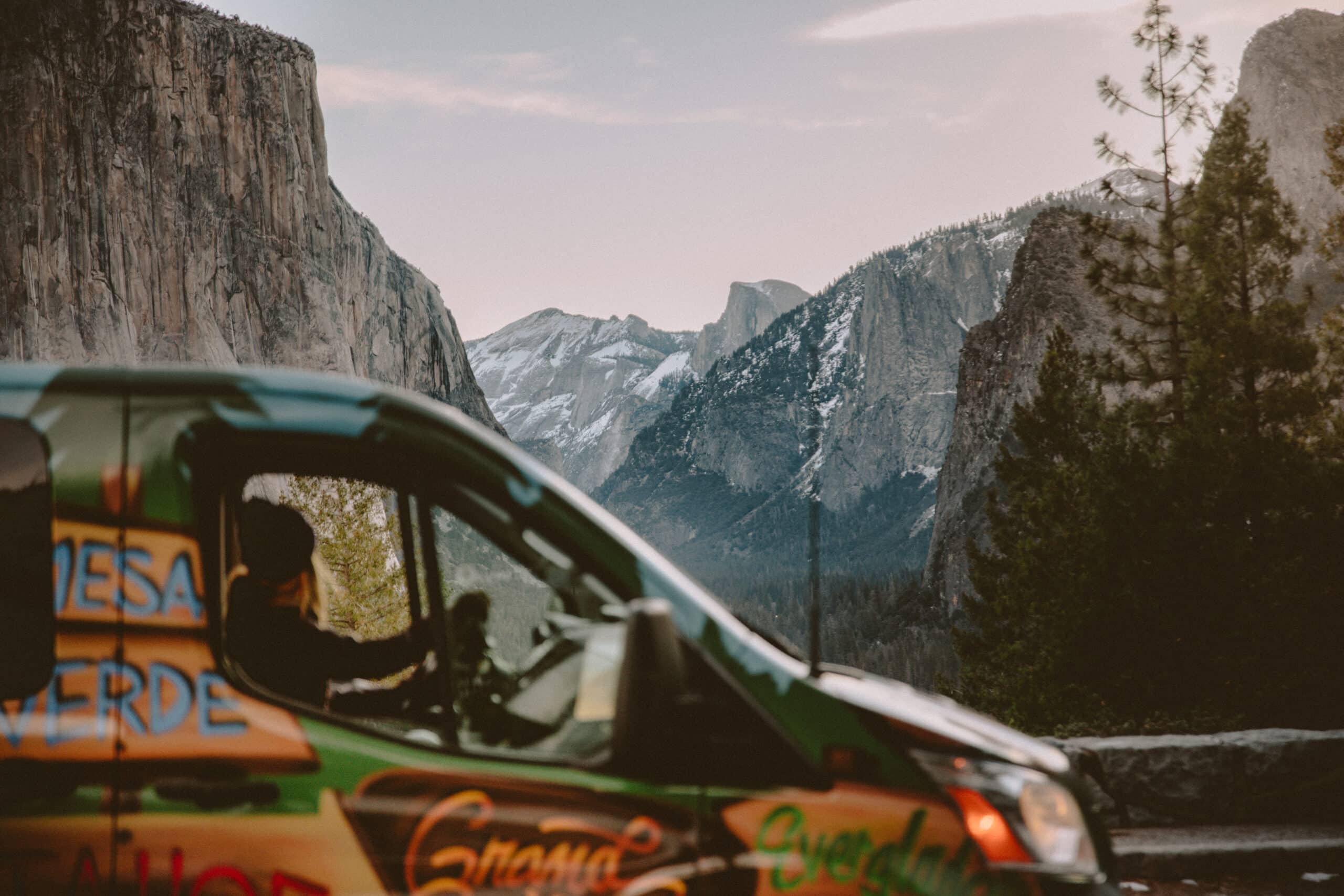 Escape Camper Van in Yosemite National Park, the perfect detour for a Los Angeles to San Francisco road trip.