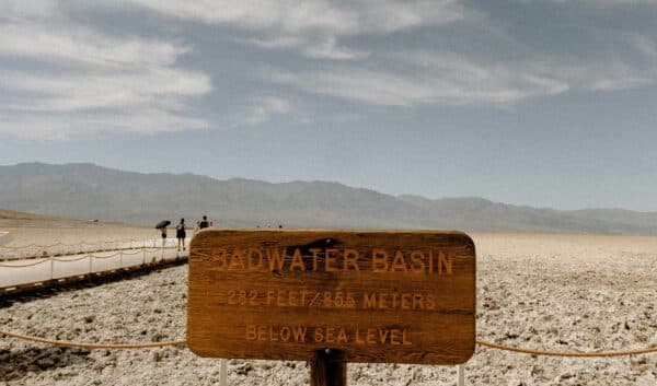 Badwater Basin California sign in Death Valley National Park